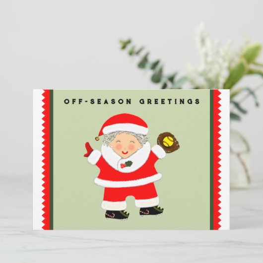 feestkaarten voor softball feestdagenkaart (Staand voorkant)