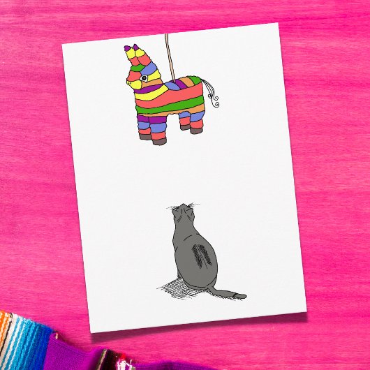 Feestkat en Piñata Briefkaart