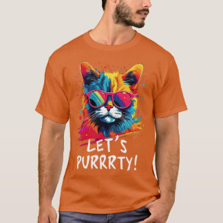 Feestkat in Zonnebril Mannen Vrouwen 90s Retro Pun T-shirt