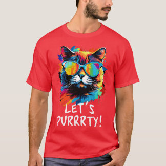 Feestkat in Zonnebril Mannen Vrouwen 90s Retro Pun T-shirt