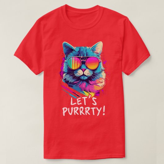Feestkat in Zonnebril Mannen Vrouwen 90s Retro Pun T-shirt (Design voorkant)