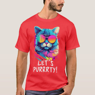 Feestkat in Zonnebril Mannen Vrouwen 90s Retro Pun T-shirt