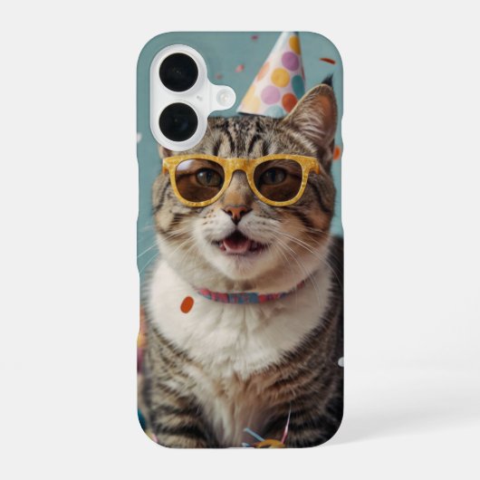 Feestkat iPhone 16 Hoesje (Achterkant)