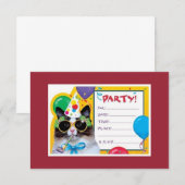 Feestkat is klaar voor je verjaardag! kaart (Voorkant / Achterkant)