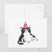 Feestkat - Kies achtergrondkleur Briefkaart (Voorkant / Achterkant)