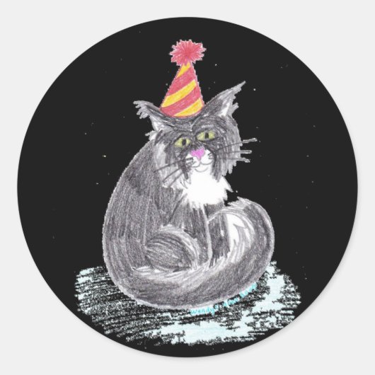 Feestkat Ronde Sticker (Voorkant)