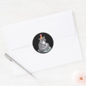 Feestkat Ronde Sticker (Envelop)
