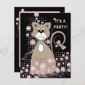 Feestkat uitnodigen kaart (Voorkant / Achterkant)