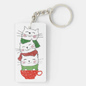 Feestkatten Beker Sjaals Cartoon Knuffel Sleutelhanger (achterkant)
