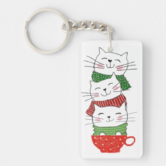 Feestkatten Beker Sjaals Cartoon Knuffel Sleutelhanger (Voorkant)