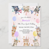 Feestkatten miauw-gical kinderen verjaardag kaart (Voorkant)