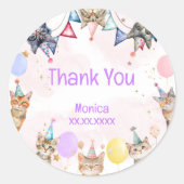 Feestkatten miauw-gical kinderen verjaardag ronde sticker (Voorkant)