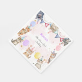 Feestkatten miauw-gical kinderen verjaardag servet (Hoek)