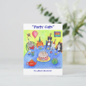 Feestkatten! Verjaardag kitty katten leuke grappig Briefkaart (Staand voorkant)