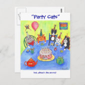 Feestkatten! Verjaardag kitty katten leuke grappig Briefkaart (Voorkant / Achterkant)