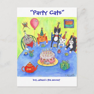 Feestkatten! Verjaardag kitty katten leuke grappig Briefkaart