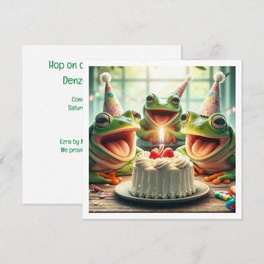 Feestkikkers eten taart verjaardag uitnodiging (Voorkant / Achterkant)