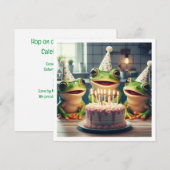 Feestkikkers eten taart verjaardag uitnodiging (Voorkant / Achterkant)