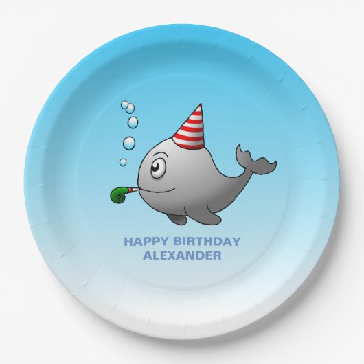 Feestklare Walvis Papieren Bordje (Voorkant)