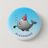 Feestklare walvis ronde button 5,7 cm (Voorkant)