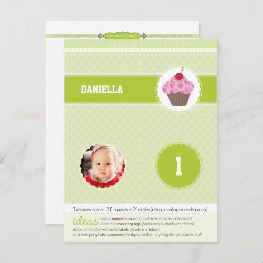 FEESTKRINGEN:: cupcake 2 Uitnodiging Briefkaart (Voorkant / Achterkant)