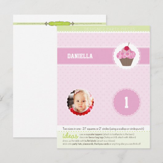 FEESTKRINGEN:: cupcake 3 Uitnodiging Briefkaart (Voorkant / Achterkant)