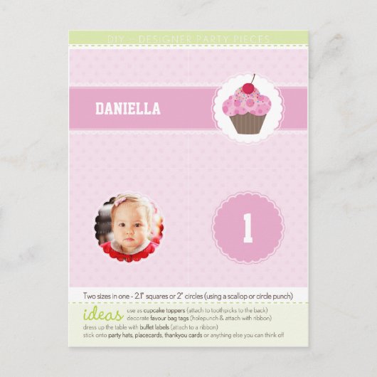 FEESTKRINGEN:: cupcake 3 Uitnodiging Briefkaart (Voorkant)