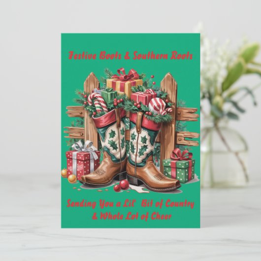 Feestlaarzen Feestdagenkaart (Staand voorkant)