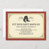 Feestlaarzen Oud-Westerse Uitnodigingen (Voorkant / Achterkant)