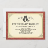 Feestlaarzen Oude Western Uitnodigingen (Voorkant)