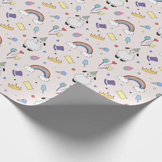 Feestlam op roze inpakpapier (Hoek)