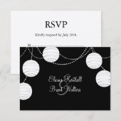 Feestlantaarns in Zilveren RSVP Kaartje (Voorkant / Achterkant)