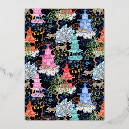 Feestluipaarden in het Pagodabos Folie Uitnodiging (Voorkant)