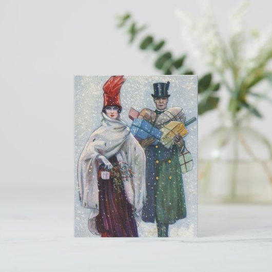 feestmaal kerstfeestdag briefkaart (Staand voorkant)