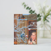 feestmaal kerstmeisje en vogelfeestdag briefkaart (Staand voorkant)