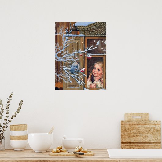 feestmaal kerstmeisje Poster feestdag (Keuken)