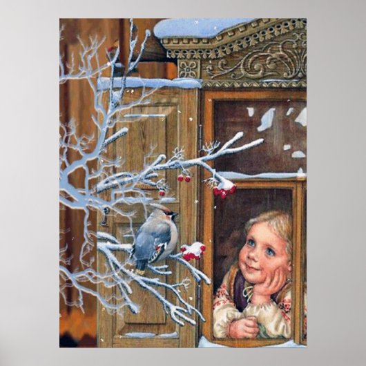 feestmaal kerstmeisje Poster feestdag (Voorkant)