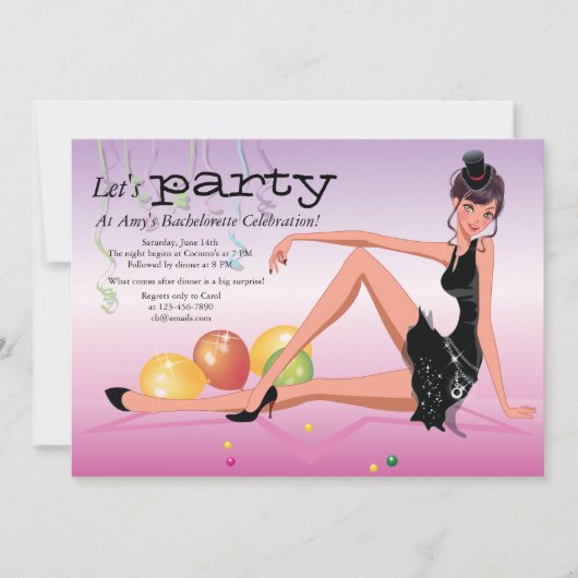 Feestmeisje Bachelorette Uitnodiging (Voorkant)