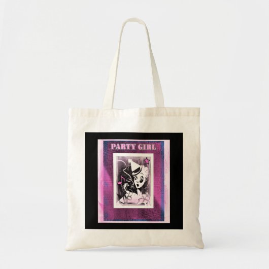 feestmeisje in roze tote bag (Voorkant)