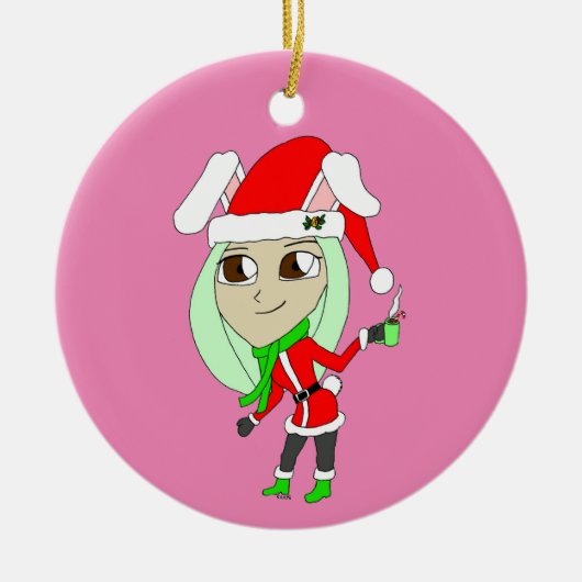 feestmeisje keramisch ornament (Voorkant)