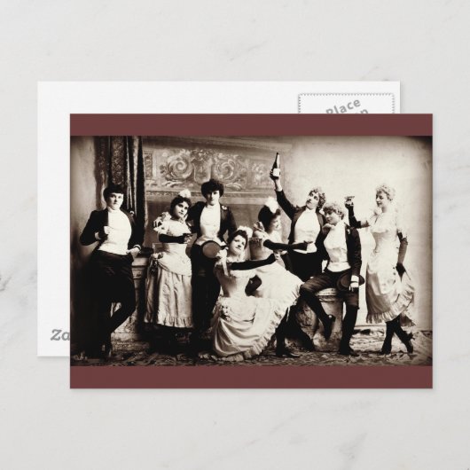 feestmeisjes briefkaart (Voorkant / Achterkant)