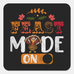 Feestmodus Aan Grappige Thanksgivingkalkoen Schake Vierkante Sticker