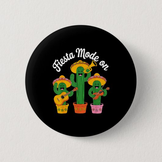 Feestmodus cactus band cinco de mayo grappig mexic ronde button 5,7 cm (Voorkant)