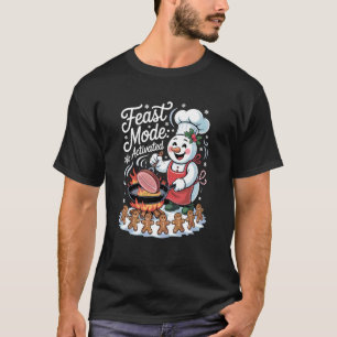 Feestmodus Geactiveerd Grappige Sneeuwman Kerstmis T-shirt