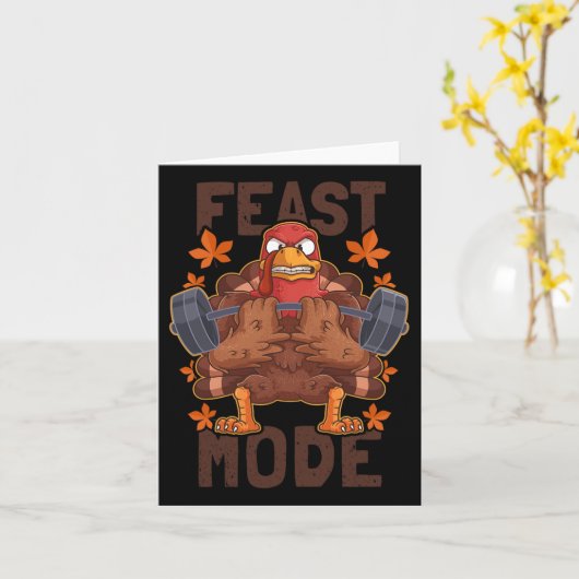 Feestmodus Gewichtsverhoging Turkije Dag Thanksgiv Kaart (Gele Bloem)