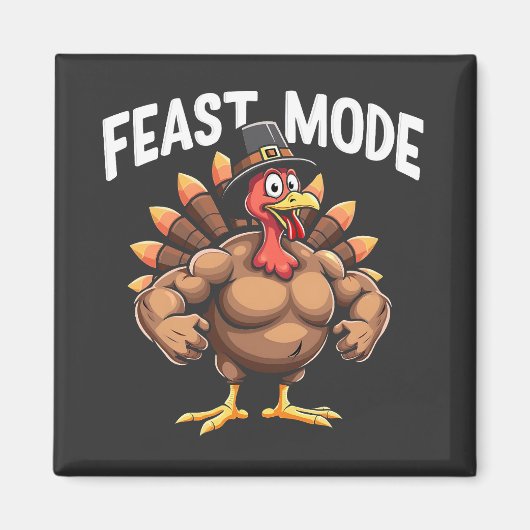 Feestmodus Grappige Thanksgiving Turkije Fitnessma Magneet (Voorkant)