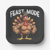 Feestmodus Grappige Thanksgiving Turkije Fitnessma Papieren Bordje (Voorkant)