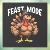Feestmodus Grappige Thanksgiving Turkije Fitnessma Raamsticker (Vel 3)
