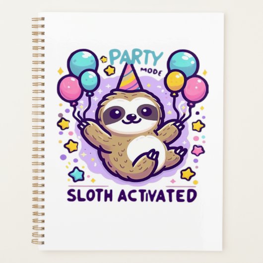 Feestmodus Luiaard Geactiveerd Verjaardagsballon L Planner (Voorkant)