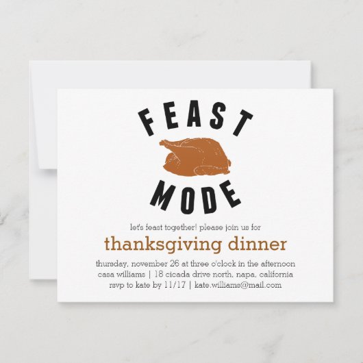 Feestmodus | Thanksgiving Turkije Diner Kaart (Voorkant)